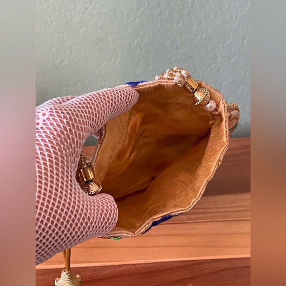 Indian Ethnic Potli Bag Women Girls Bridal Clutch Party Purse 9” - Picture 2 of 5